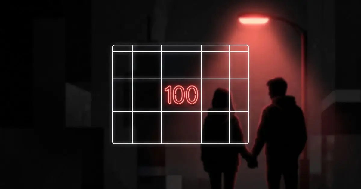Ilustrasi arti 100 hari pacaran dan perayaan romantis minimalis