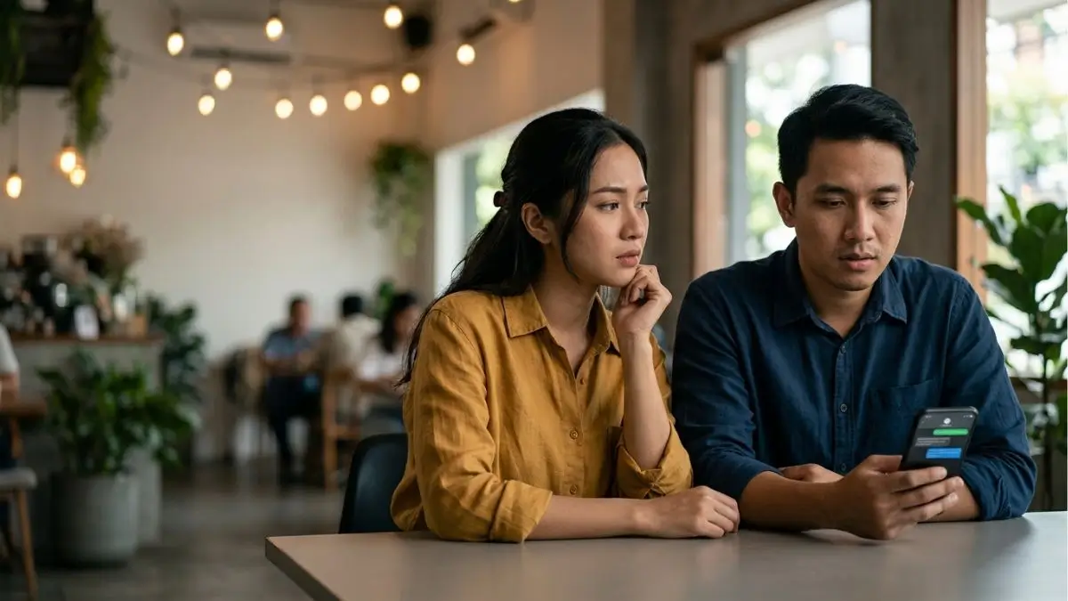 Pasangan menghadapi masalah kepercayaan akibat komunikasi tersembunyi